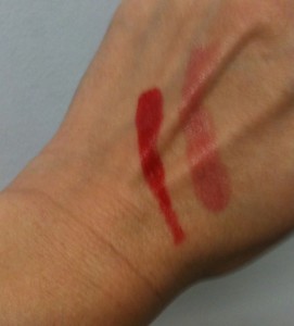 IBeheld swatching Lipstick Queen Sinner Deep Red and Saint Pink