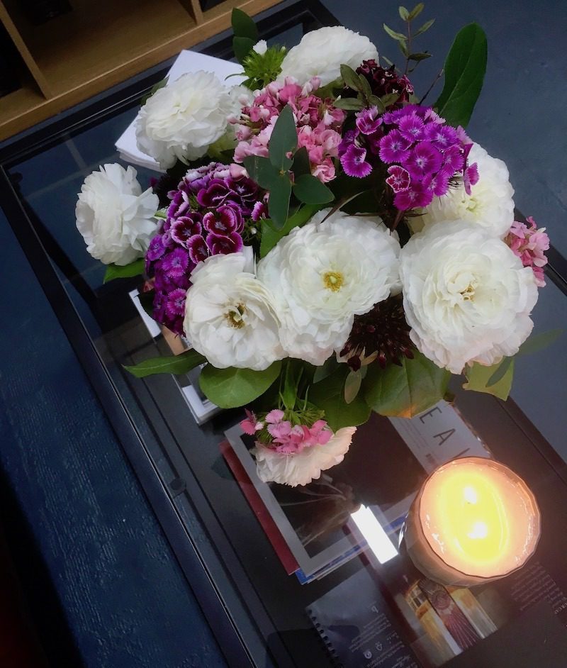 JONATHAN WARD studio, flowers burning candle