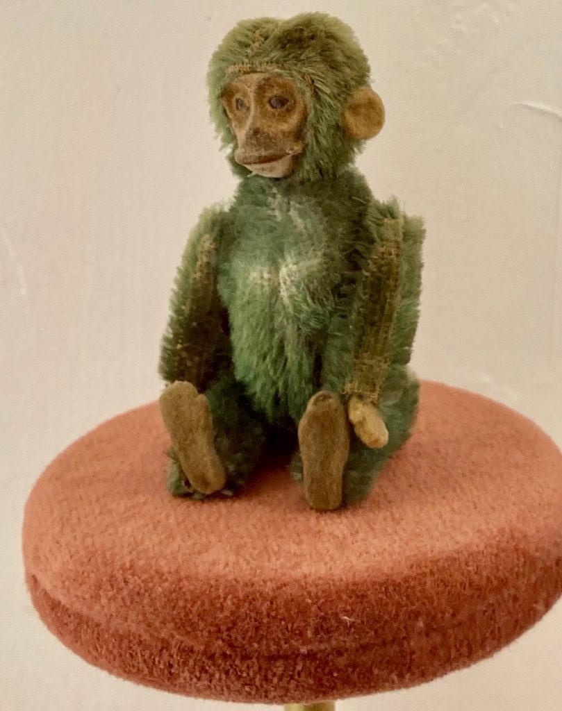 Monkey powder compact seen at History In Your Handbag exhibition at House of Eldridge Studio pop-up