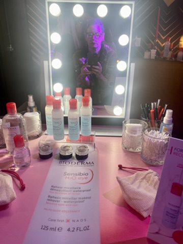 iBeheld photographing the little dressing table at the BIODERMA Sensibio H2O eye launch party